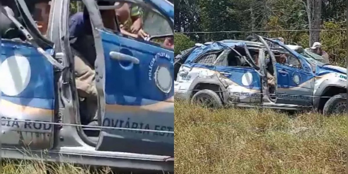 Policiais ficam feridos após viatura capotar na BA-274