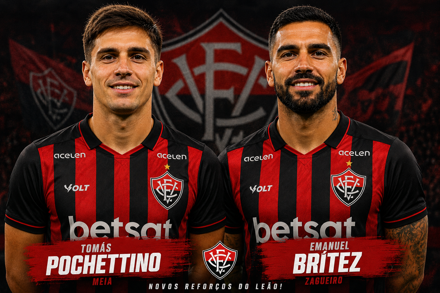 Vitória fecha acordo com argentinos Tomás Pochettino e Emanuel Brítez para reforçar elenco